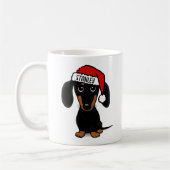 Zwart en Tan Dachshund Santa Hond Aangepaste Naam Koffiemok (Links)