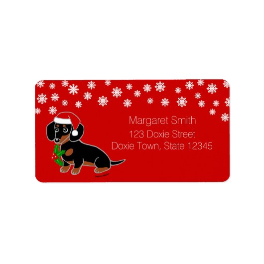 Zwart en Tan Dachshund Santa Labels (Voorkant)