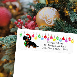 Zwart en Tan Dachshund Santa Labels