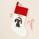 Zwart en Tan Dachshund Santa Leuke Hond Custom Kerstsok<br><div class="desc">Schattig Zwart en Tan Gekleurde Tachshund Kerstkous. Een leuke vakantiekous voor wiener dogs en weenie hondenliefhebbers.</div>