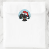 Zwart en Tan Dachshund Santa Leuke Hond Custom Ronde Sticker (Tas)