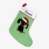 Zwart en Tan Dachshund Santa Leuke Wiener Hond Kleine Kerstsok (Voorkant (Hangend))