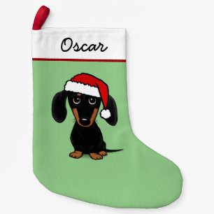 Zwart en Tan Dachshund Santa Leuke Wiener Hond Kleine Kerstsok