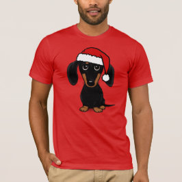 Zwart en Tan Dachshund Santa Leuke Wiener Hond T-shirt