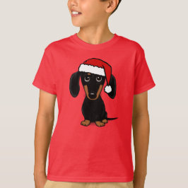 Zwart en Tan Dachshund Santa Leuke Wiener Hond T-shirt