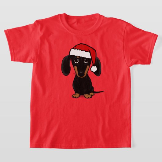 Zwart en Tan Dachshund Santa Leuke Wiener Hond T-shirt (Laagn)