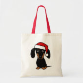 Zwart en Tan Dachshund Santa Leuke Wiener Hond Tote Bag (Voorkant)