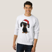 Zwart en Tan Dachshund Santa Leuke Wiener Hond Trui (Voorkant volledig)