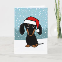 Zwart en Tan Dachshund Santa Schattige Hondenkerst