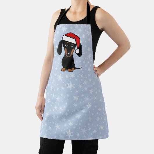 Zwart en Tan Dachshund Santa Schattige Hondenkerst Schort (Insitu)