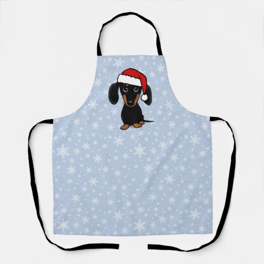 Zwart en Tan Dachshund Santa Schattige Hondenkerst Schort (Voorkant)
