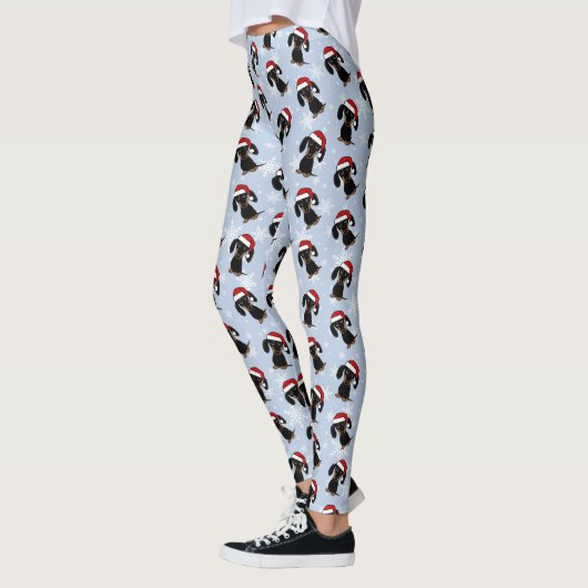 Zwart en Tan Dachshund Schattigee Kersthondenvakan Leggings (Links)