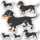 Zwart en Tan Dachshund Stickers 6 verschillende ma (Voorkant)