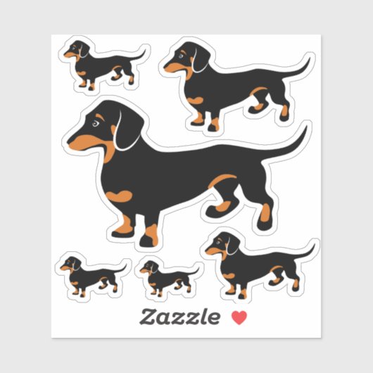 Zwart en Tan Dachshund Stickers 6 verschillende ma (Vel)