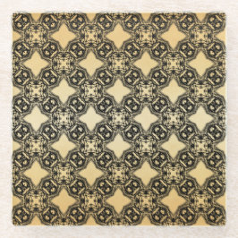 Zwart en Tan diamanten kettingen patroon glazen on Glazen Onderzetter