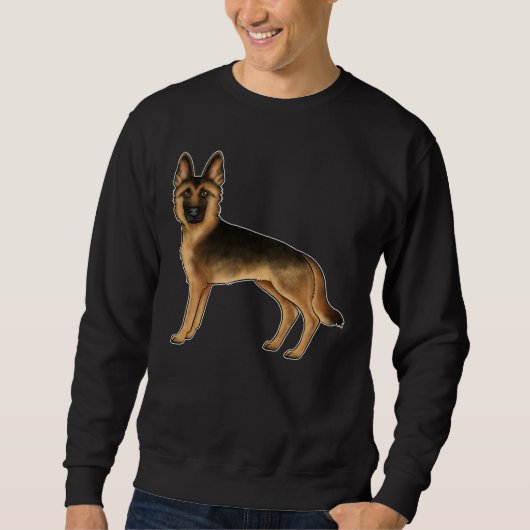 Zwart en Tan Duits Herder Cartoon GSD Dog Trui (Voorkant)