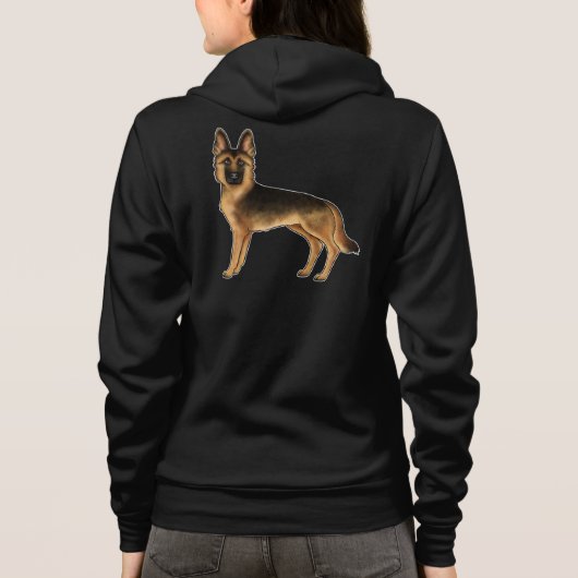 Zwart en Tan Duits Herder Cartoon GSD Schattige Do Hoodie (Achterkant)