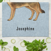 Zwart en Tan Duits Herder en aangepaste naam Blauw Theedoek (Gevouwen)