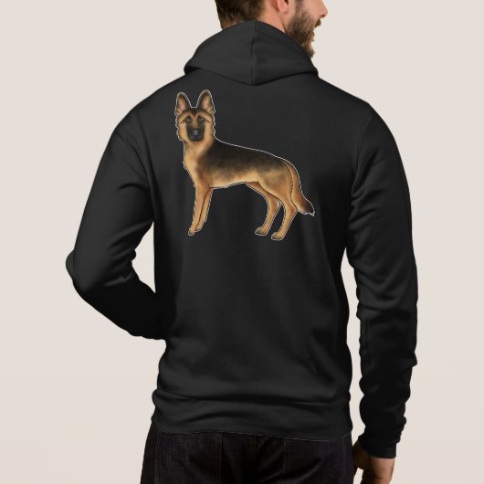 Zwart en Tan Duits Herder GSD Hondenontwerp Hoodie (Achterkant)