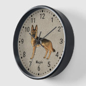 Zwart en Tan Duits Herder Hond Genummerde Klok (Hoek)