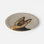 Zwart en Tan Duits Herder Hond Hoofd Beige Papieren Bordje (Gekanteld)