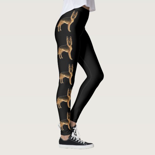 Zwart en Tan Duits Herder Hond Illustraties Leggings (Rechts)