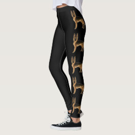 Zwart en Tan Duits Herder Hond Illustraties Leggings
