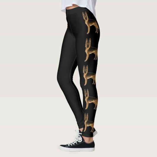 Zwart en Tan Duits Herder Hond Illustraties Leggings (Links)