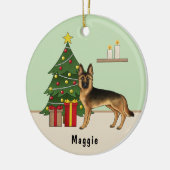 Zwart en Tan Duits Herder Hond Kerstboom Keramisch Ornament (Links)
