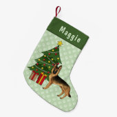 Zwart en Tan Duits Herder Hond Kerstboom Kleine Kerstsok (Voorkant (Hangend))