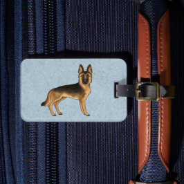 Zwart en Tan Duits Herder Hond met aangepaste teks Bagagelabel