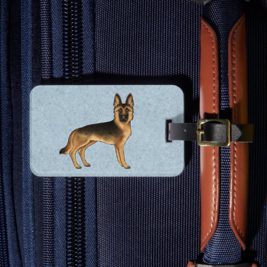 Zwart en Tan Duits Herder Hond met aangepaste teks Bagagelabel (Voorkant Insitu 4)