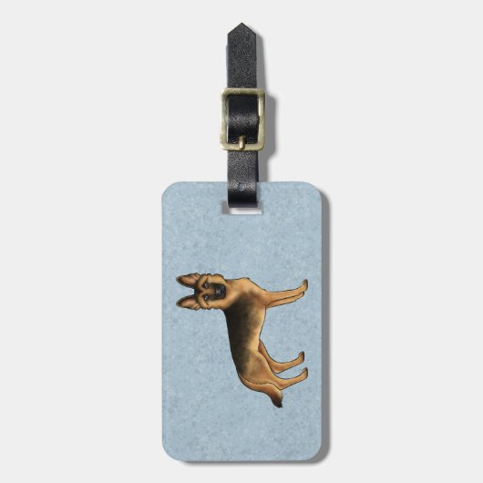 Zwart en Tan Duits Herder Hond met aangepaste teks Bagagelabel (Voorkant verticaal)