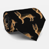Zwart en Tan Duits Herder Hond Patroon Zwart Stropdas (Opgerold)