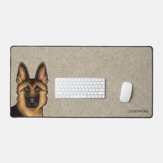 Zwart en Tan Duits Herder Hoofd en aangepaste naam Bureaumat (Keyboard & Muis)