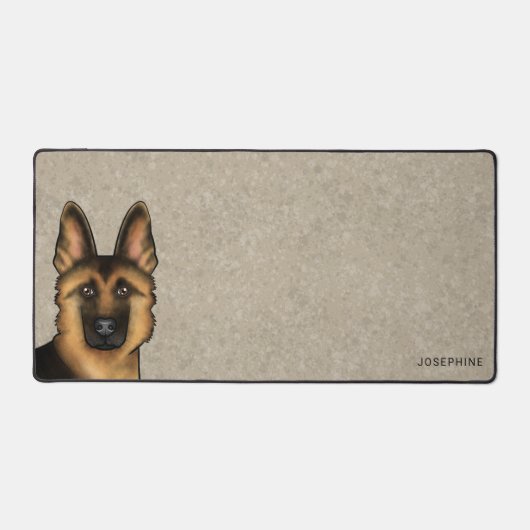 Zwart en Tan Duits Herder Hoofd en aangepaste naam Bureaumat (Voorkant)