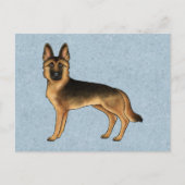 Zwart en Tan Duits Herder Schattige GSD Dog Blue Briefkaart (Voorkant)
