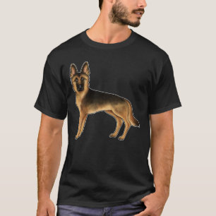 Zwart en Tan Duits Herder Schattige GSD Hondenteke T-shirt