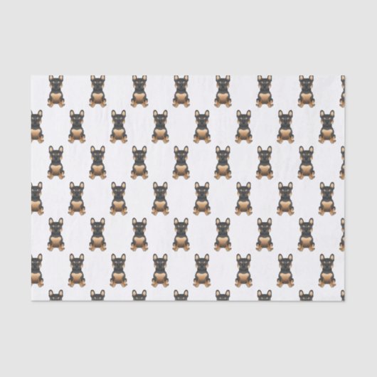 Zwart en Tan French Bulldog / Frenchie Dog Pattern Tissuepapier (Voorkant)
