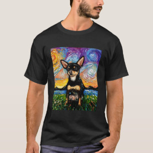 Zwart en Tan Glad Chihuahua Sterrennacht Dog Ar T-shirt