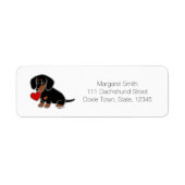 Zwart en Tan Glad Dachshund Hart Etiket (Voorkant)