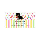 Zwart en Tan Glad Dachshund Hart Etiket (Voorkant)