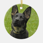 Zwart en Tan GSD Pup Keramisch Ornament (Voorkant)