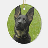 Zwart en Tan GSD Pup Keramisch Ornament (Links)