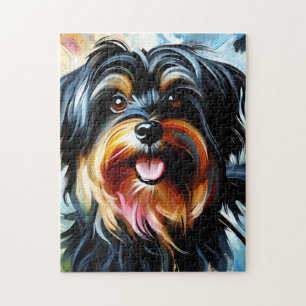 Zwart en Tan Havanese Hond Acrylprint Hond Liefheb Legpuzzel