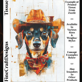 Zwart en Tan Hond, Cowboyhoed DE1 Découpage Tissuepapier