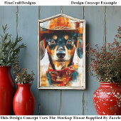 Zwart en Tan Hond, Cowboyhoed DE1 Découpage Tissuepapier