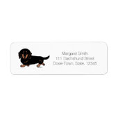 Zwart en Tan Lang Haired Dachshund 1 Etiket (Voorkant)