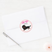 Zwart en Tan Lang Haired Dachshund 1 Ronde Sticker (Envelop)
