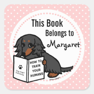 Zwart en Tan Lang Haired Dachshund 2 Vierkante Sticker